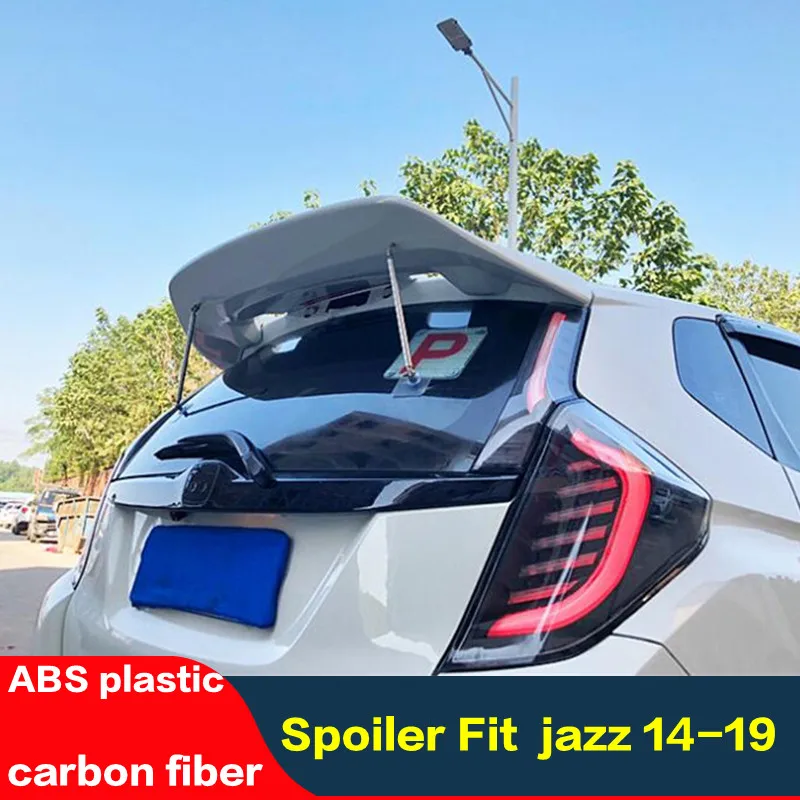 

For roof Spoiler Honda Fit Jazz 2014-2019 carbon fiber/ABS plastic color car rear wing tail fin GK5 Rear window Spoiler Rear lip