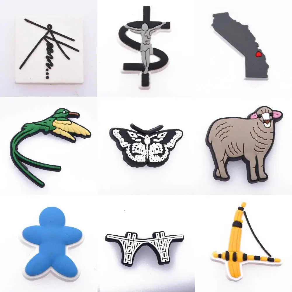 Hot Sale 1 Pcs PVC Croc Shoe Chamrs Cartoon Shoes Decorations BLM Sandals Accessories Sheep Kid's Birthday Gift