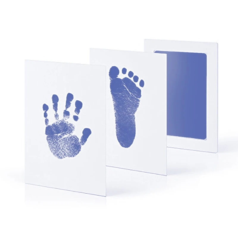

P15C Newborn Baby Footprint Handprint Kit Durable Safe Nontoxic Ink Pad Imprint Cards Wooden Clips Hemp Rope Infants Souvenirs