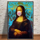 Забавные постеры и принты с пузырьками Моны Лизы, популярная картина на стену, художественные картины на холсте для украшения гостиной