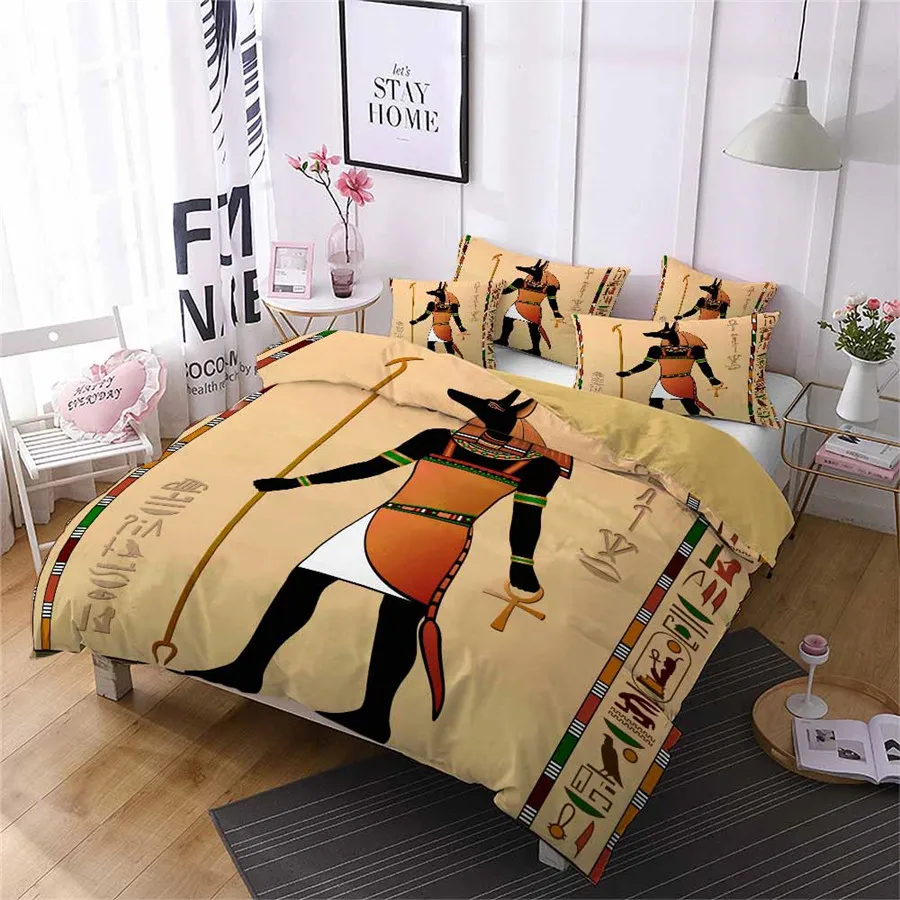 HELENGILI 3D Постельное белье Древнего Египта печати пододеяльник набор Bedcloth с
