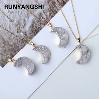 natural crystal plating ab color cluster 18k gold white moon pendant healing stone jewelry necklace for woman gifts