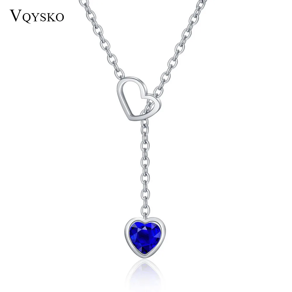 Колье женское из нержавеющей стали с двойным сердцем и кристаллами|Ожерелья