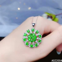 kjjeaxcmy fine jewelry 925 sterling silver inlaid natural diopside female miss woman pendant necklace chain exquisite