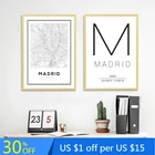 Мадридская испанская плакат-карта и принты, настенное искусство, современный минимализм, холст, живопись, Мадридская типография, картина для декора гостиной