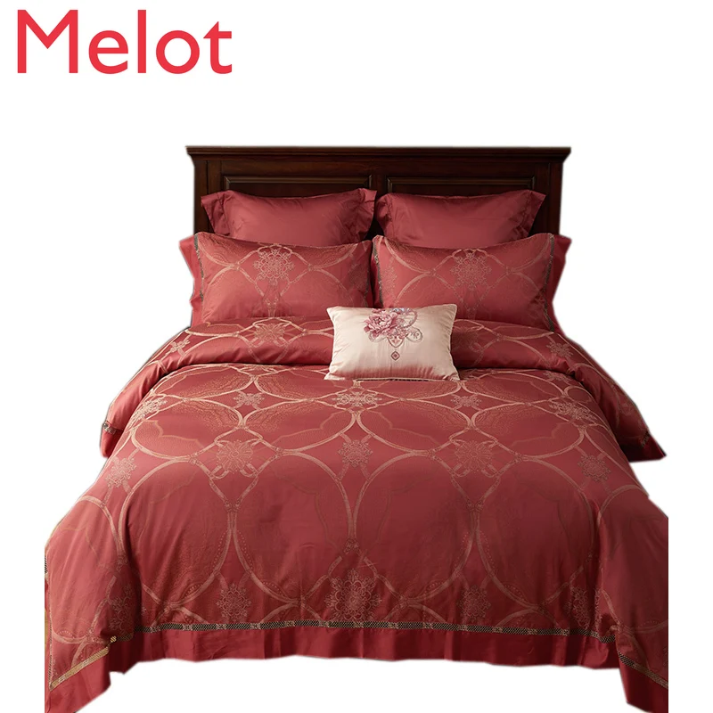 

Luxury Yarn-Dyed Jacquard Long-Staple Cotton Four-Piece Set Pure Cotton All Cotton Tribute Satin Quilt Cover home