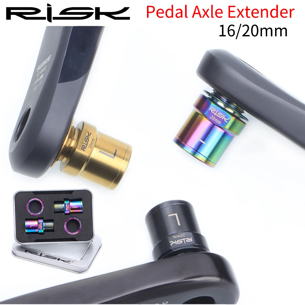 

Risk Titanium Ti Alloy Bike Pedal Axle Extenders Bicycle Pedal Extension Bolts Spacers 16mm/20mm for MTB Road Bicycle Pedals