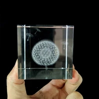 christmas gift cube crystal inner laser carved dandelion heart shaped solar system clouds miniature home decoration paperweight