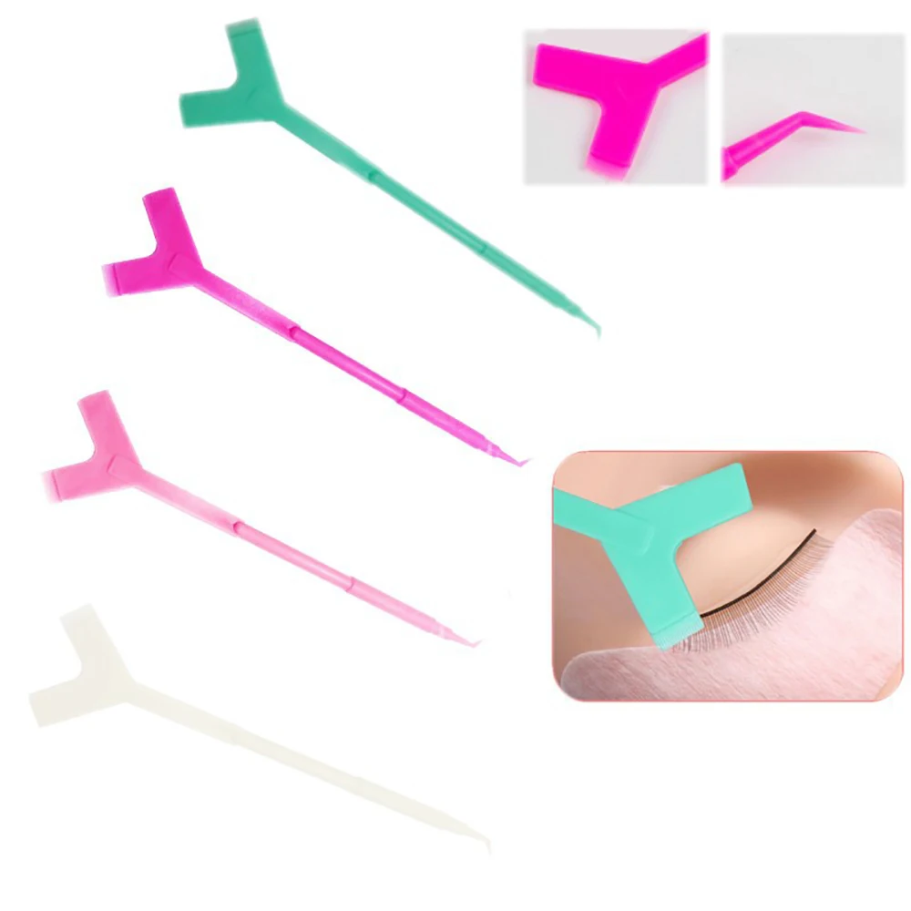 

10pcs 2 Way Plastic Fake Eyelash Perming Stick Tool Hot Glue Spoon Lashes Brush Mini Y Shape Comb Lash Lifting Curler Applicator