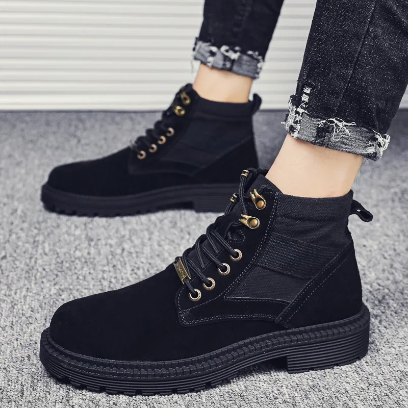 

2020work men botas informales sneaker boots western sport sneakers slip on home spring cuero leisure coturno leather shoe