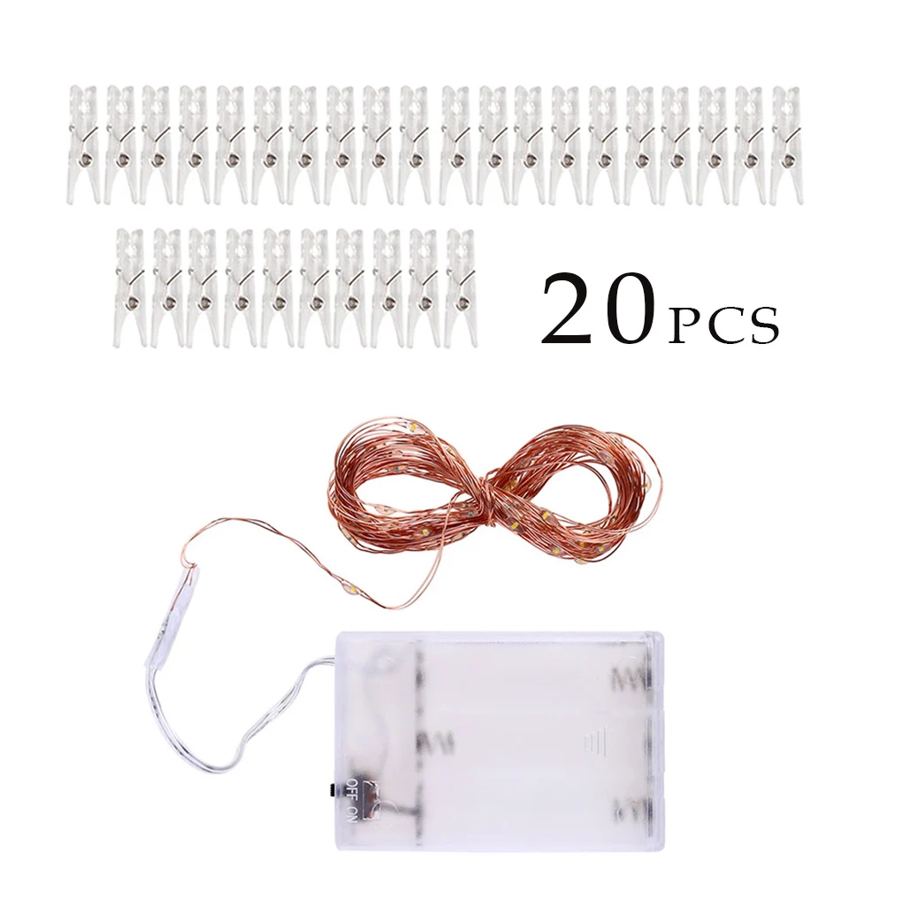 

20/50/100 LED Photo Clip String lights Battery Powered Christmas New Year Party Wedding Ramadan Decoration Fairy lights