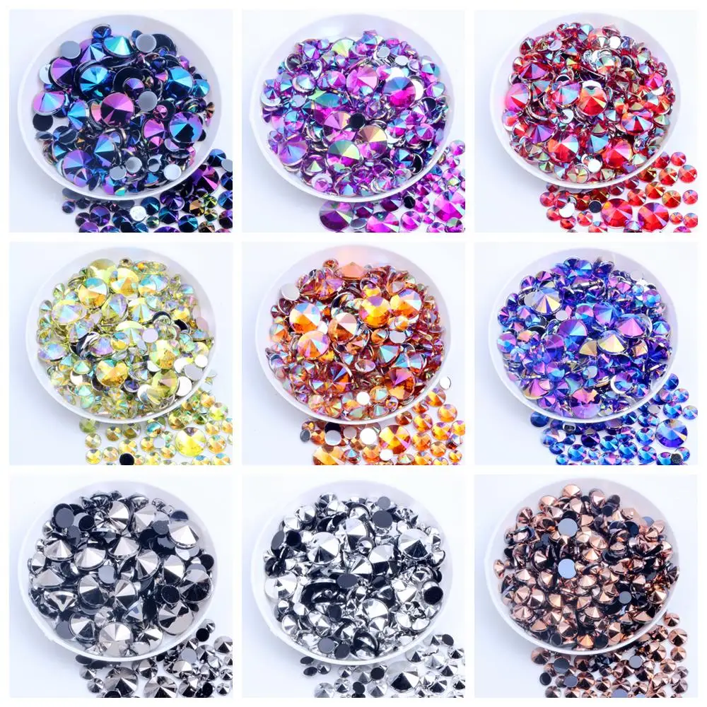 

Non Hotfix Acrylic Rhinestones Flatback Pointed 2000pcs 10mm AB Colors Glue On Beads Accessories For Nail Art Sticker Decoration