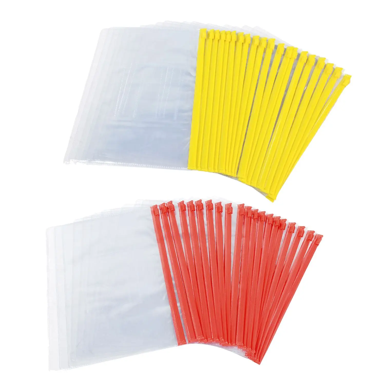 

Size A5 Card Slider Zip Closure Folders PVC Folders Envelopes, 20 Pieces Transparent Yellow