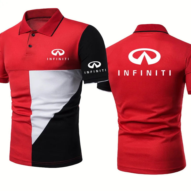 

Summer Men's tops Infiniti Car Logo Printing Fashion Casual trend short sleeve Splicing high quality cotton Men's polo shirt