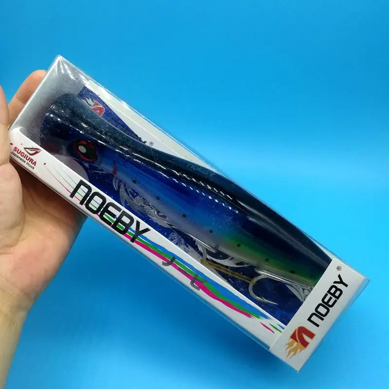 Noeby 1 шт. Topwater big Poppers 43 г/81 г/154 г 6 цветов глубокие морские рыболовные приманки верхняя вода тунец твердая приманка тройные Крючки - Цвет: 9602 154g  105