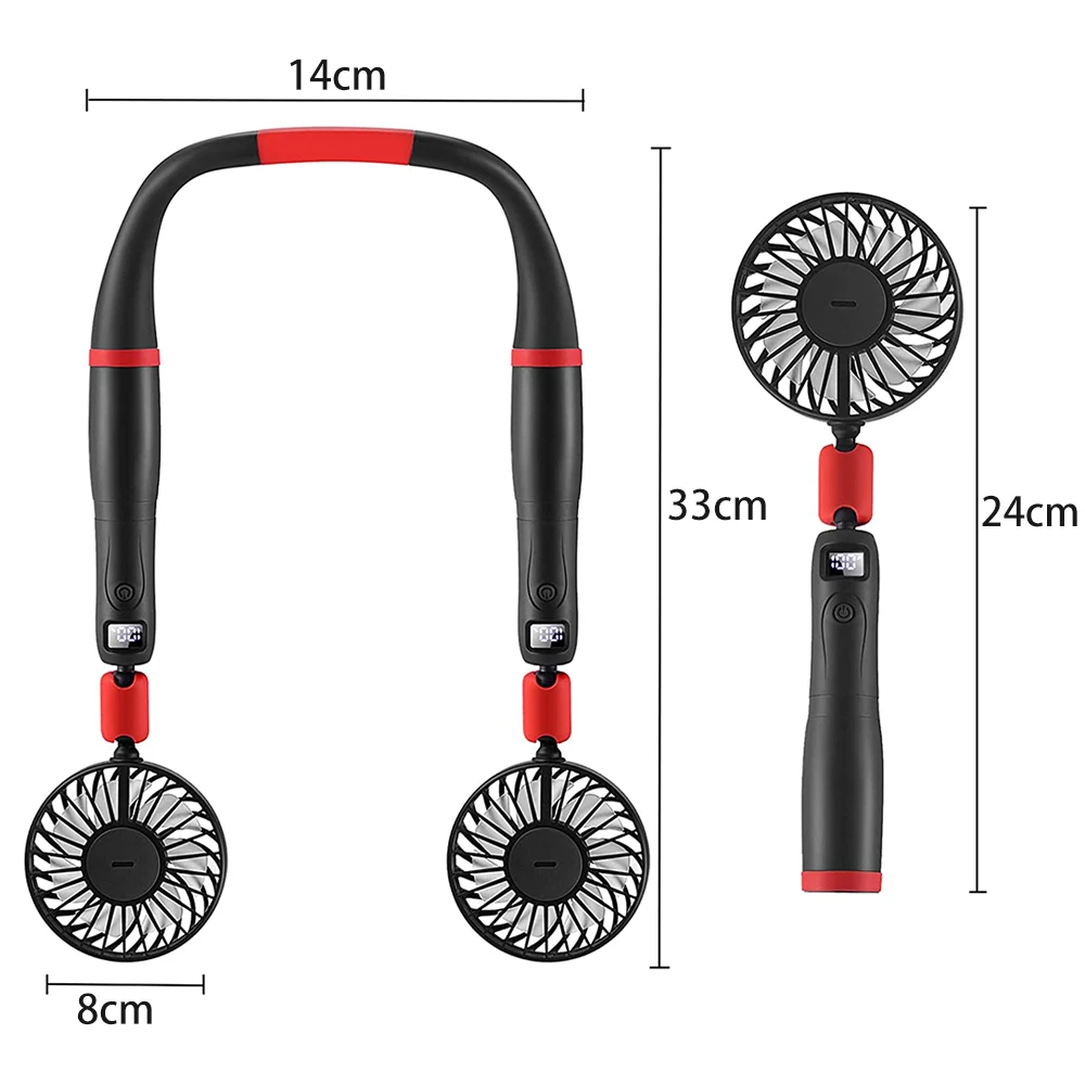 

Hands Free Portable Hanging Neck Fan 2-in-1 Handheld Fan & Neck Fan Rechargeable Mini USB Ultra Quiet Cooling Fans with 3 Speeds