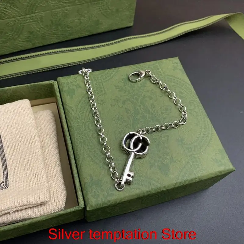 

Ag 925 Sterling Silver Interlocking Key Bracelets Men And Women Couple Trend Luxury Charma Ccessories Exquisite Original Gift