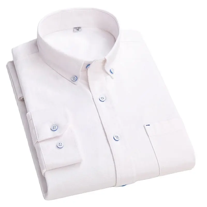 

Long Sleeved Casual Shirts Men Cotton Oxford Checked Regular Fit Striped Shirt Plaid Business Mens Solid Classic Man's Clothing