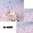 Фон для фотосъемки новорожденных с изображением замка, принцессы, цветов, для студийной фотосъемки, W-4069