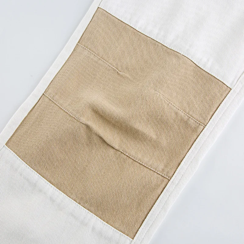 

White Casual Jeans Women Autumn Patchwork High Waist Long Trousers Ladies Fashion Denim Pants Capris Streetwear