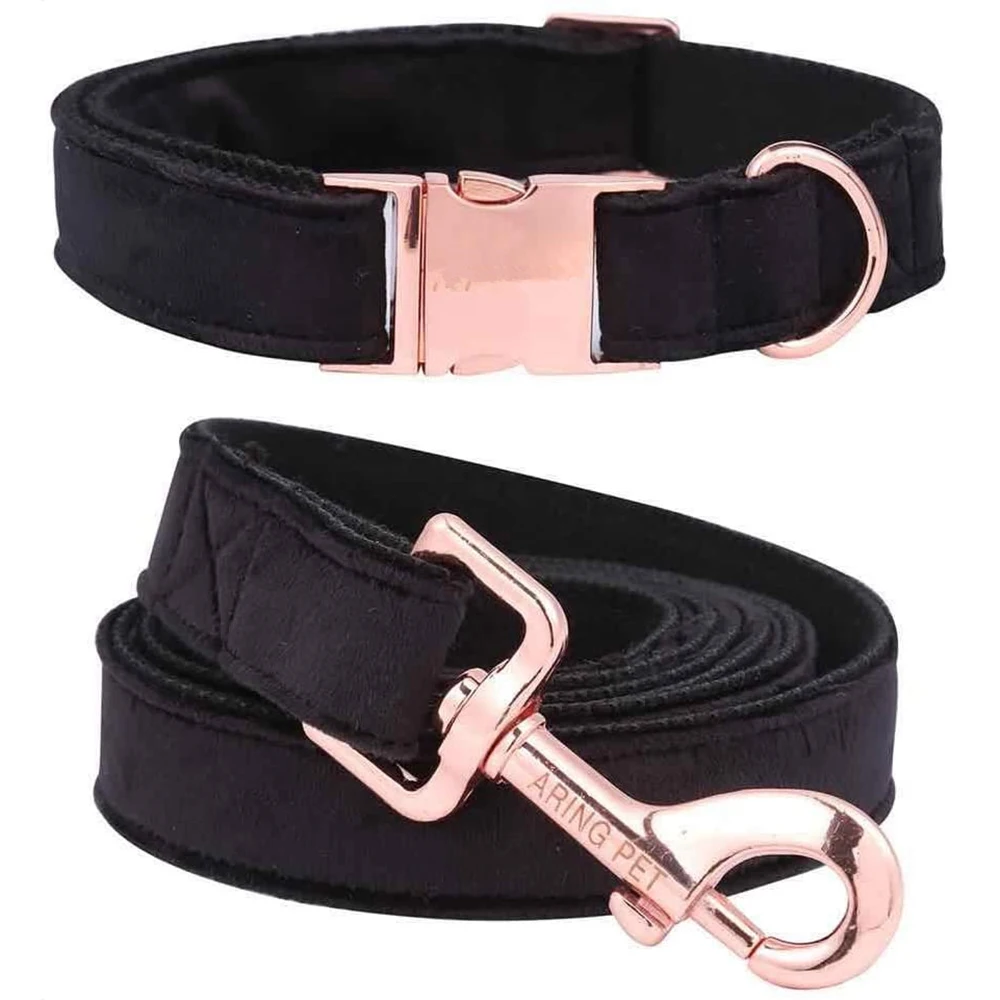 Бархатный ошейник и поводок для собак мягкие удобные регулируемые ошейники