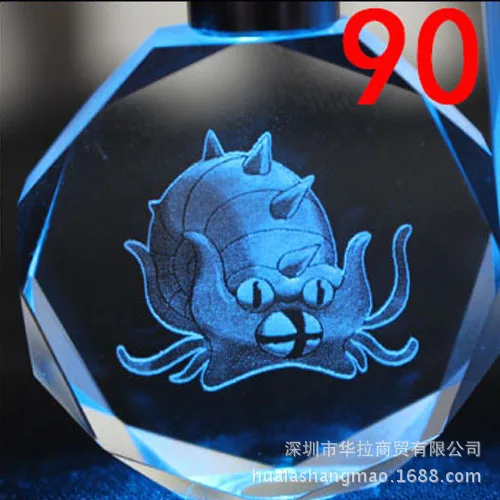 90 Pocket Monster Хрустальный брелок пепел Кетчум Пикачу мультфильм светодиодная вспышка brelok do kluczy ювелирные изделия брелок мода Llavero игрушки - Цвет: 90