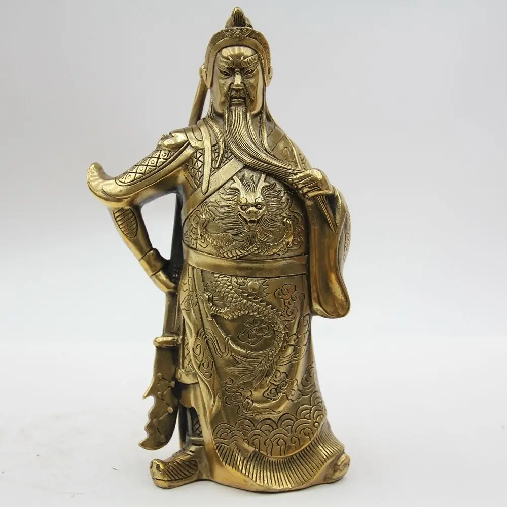 

8.3" High bronze heroic Guan Yu Statue the god of fortune art sculpture 21cm