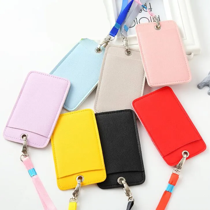 Милый мультяшный визитница кожаный чехол для карт с ремешком студентов