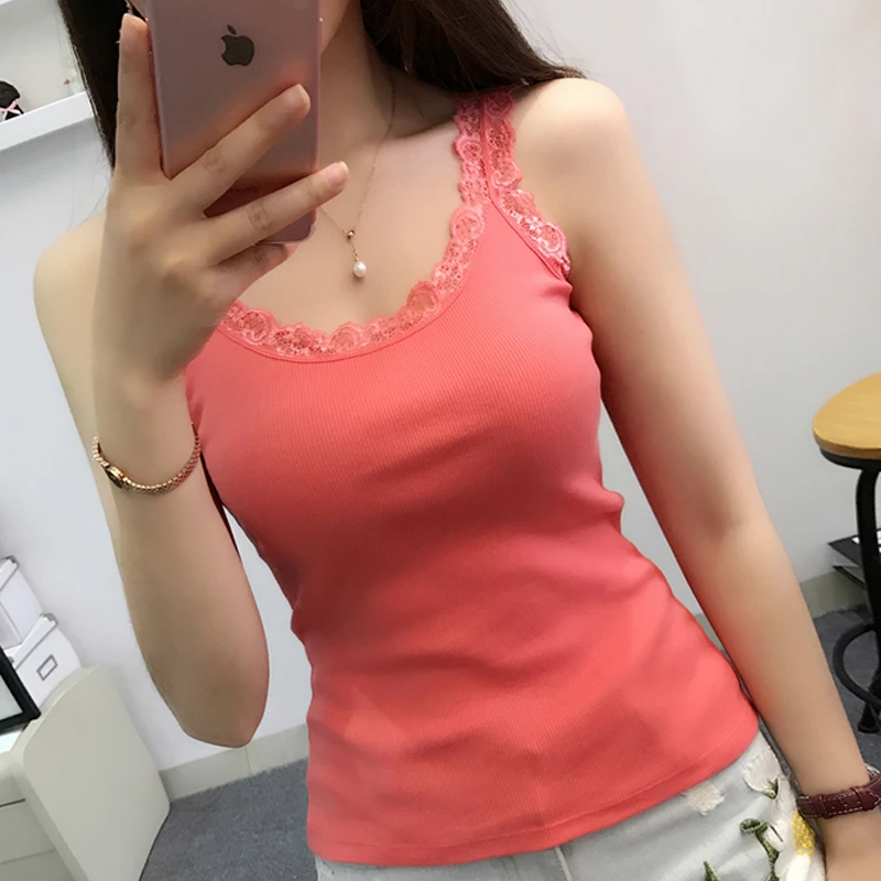 Женский кружевной топик черный белый зеленый розовый Повседневный без рукавов