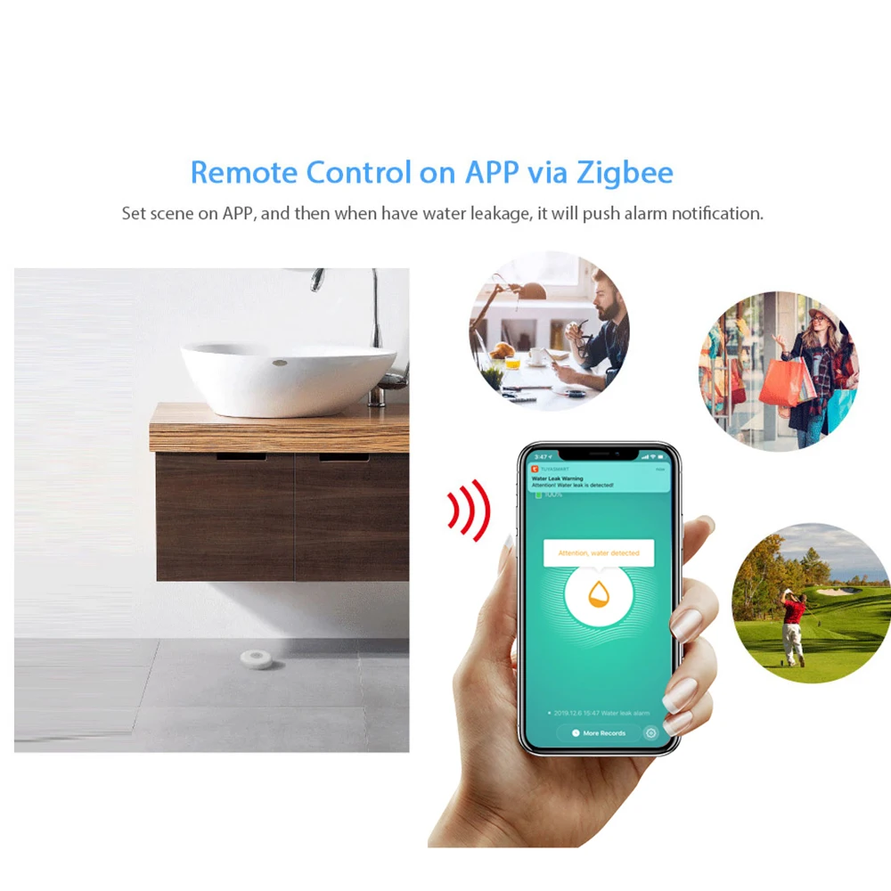 Zigbee умный дом датчик утечки воды беспроводной детектор наводнения обнаружение
