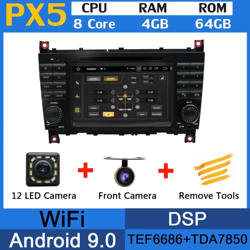 PX5 Восьмиядерный 4 Гб ОЗУ Android 9,0 автомобильный DVD для Mercedes Benz C Class W203 C180 C200 C220 C230 C240 C250 C270 C280 C300 C320 автомобильный DSP - Цвет: PX5