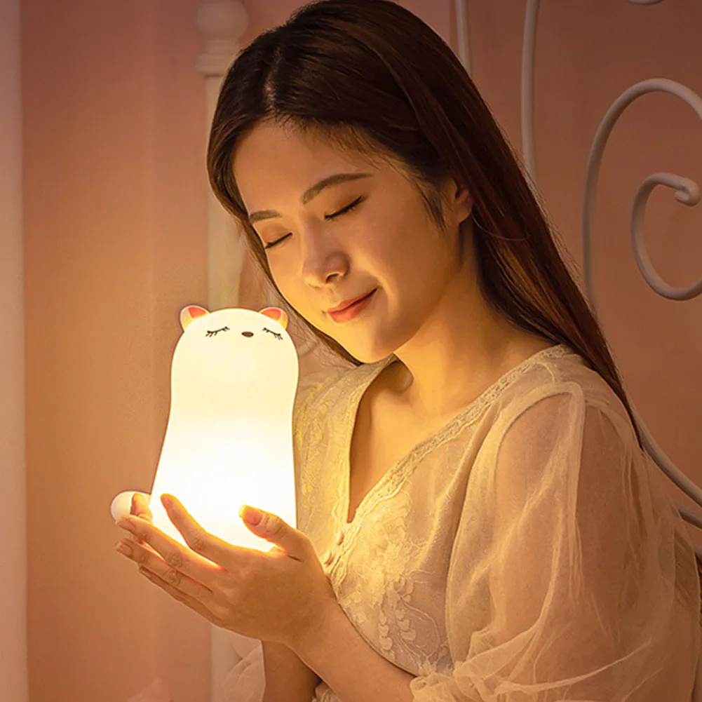 

Night Light Gift Bedside For Kids Remote Control Led Rechargeable Desktop Portable Color Changing Soft Silicone Bedroom