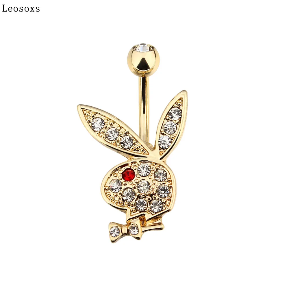 

Leosoxs 1 piece New human body stainless steel cartoon rabbit navel ring puncture umbilical nail belly button ring
