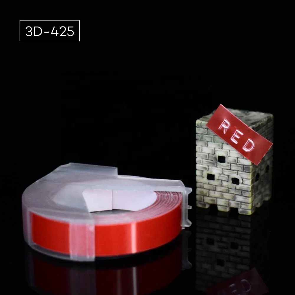 red 1 рулон 6/9/12 мм 3D для тиснения, из ПВХ этикетки ленты совместимый с dymo 1610 1880 12965 ручной принтеры этикеток для Motex E101 этикетка производители - Цвет: red