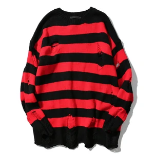 Мужской хлопковый свитер GMANCL, с дырками, в винтажном стиле, свободный, Повседневный, осенний, два цвета