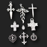 1pack mix retro religious cross pendant skull cross charm flame cross charm communion cross charm saint cross charmp849