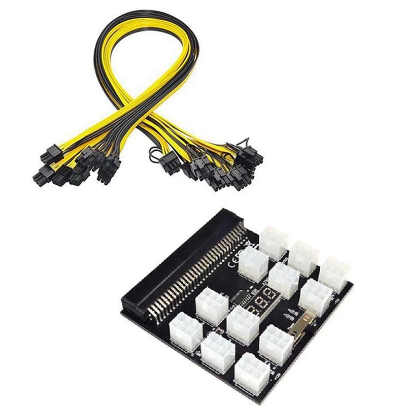 

Power Module Breakout Board for HP 750W 1200W PSU Server Power Conversion +12Pcs 60cm 6Pin to 8Pin Power Cable for BTC