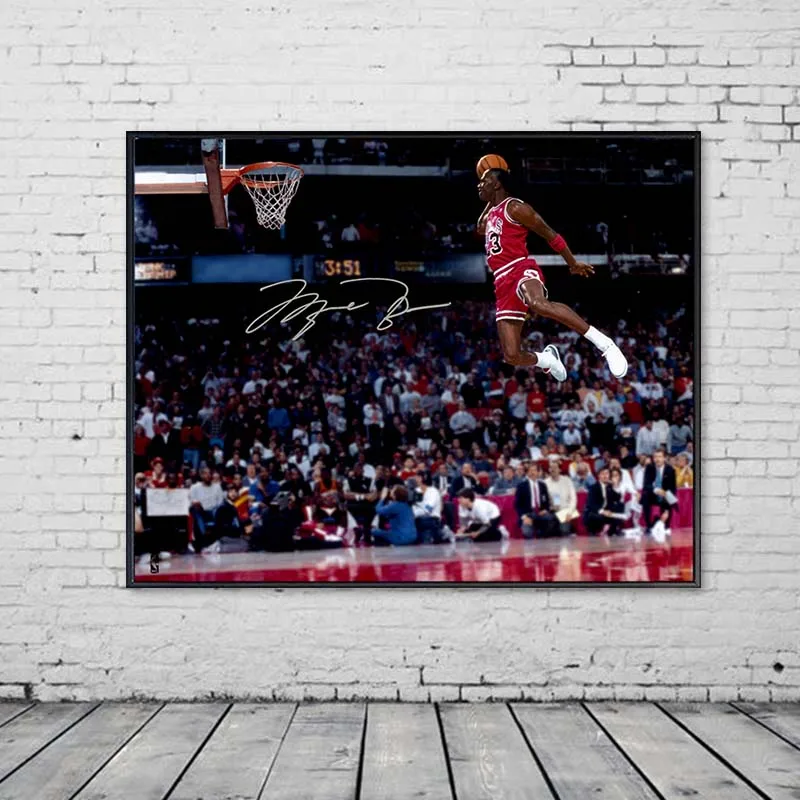 Классическая Картина на холсте Майкл Джордан летающий постер Dunk баскетбольная