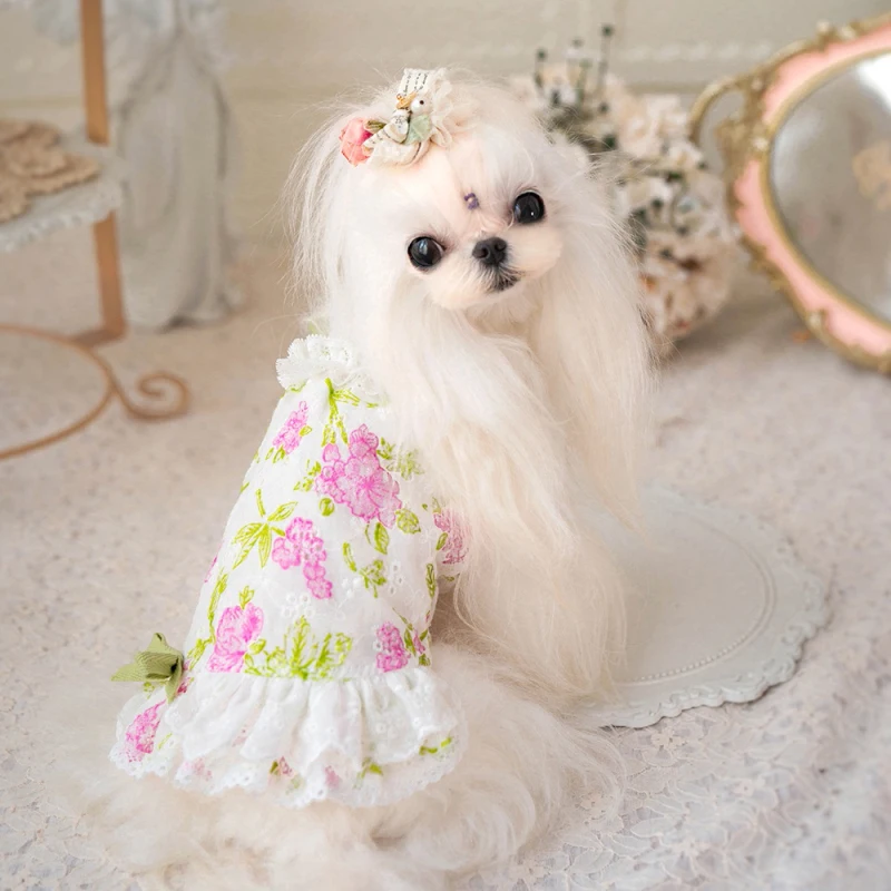 

Maltese Flower Girl Dresses Doggie Chihuahua Shih Tzu Yorkshire XXS XS Small Pet Clothes Female Dog Pomeranian Summer Cat Outfit