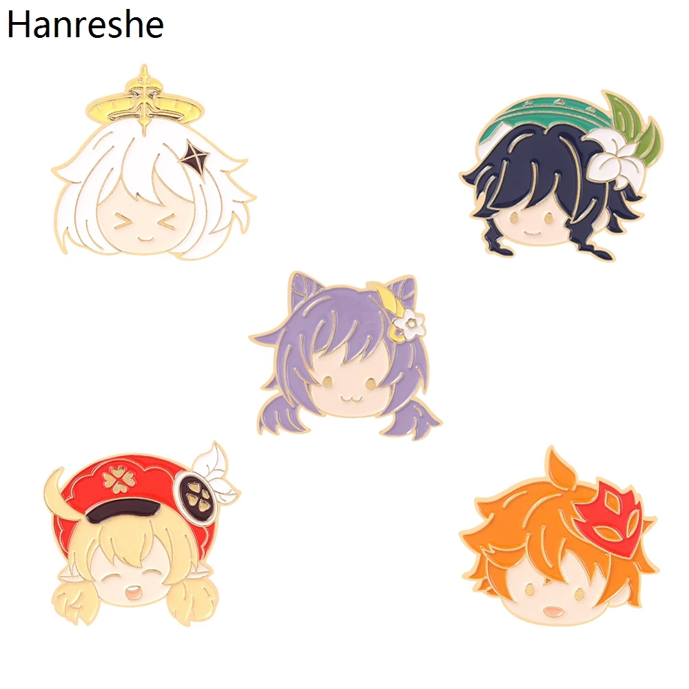 

Hanreshe Game Genshin Impact Enamel Brooch Eye of Original God Anime Pins Cute Walnut Lapel Badges Cosplay Jewelry Accessories