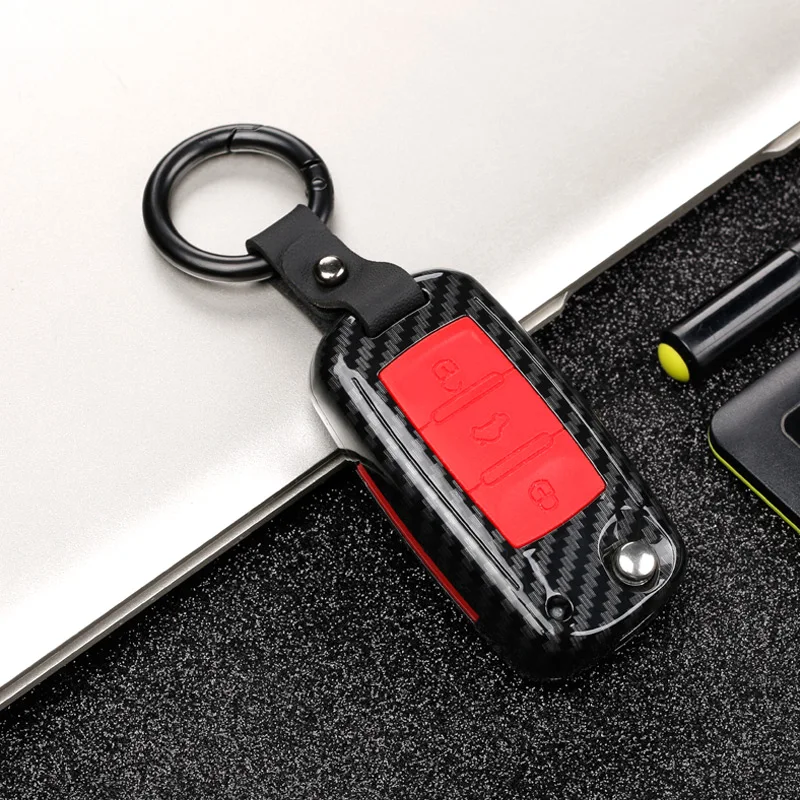 

Car key case carbon fiber remote control protective cover for Skoda Superb Octavia Fabia SEAT Ibiza Leon car accessories
