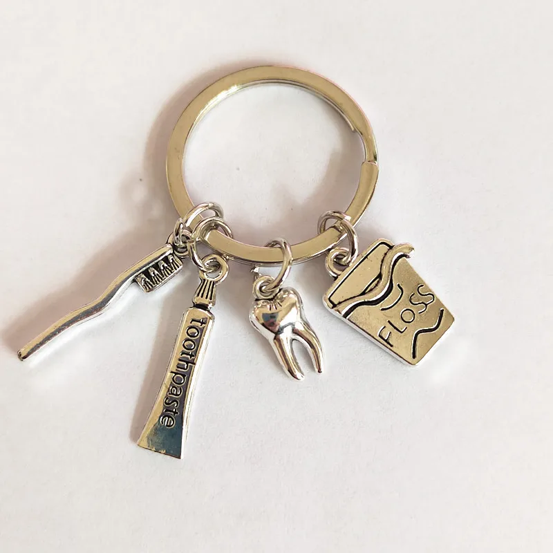 

1pc New Creative Dental Keychain Toothbrush Floss Toothpaste Keychain Charm Tassel Keychain DIY Exquisite Gifts Decorate Jewelry