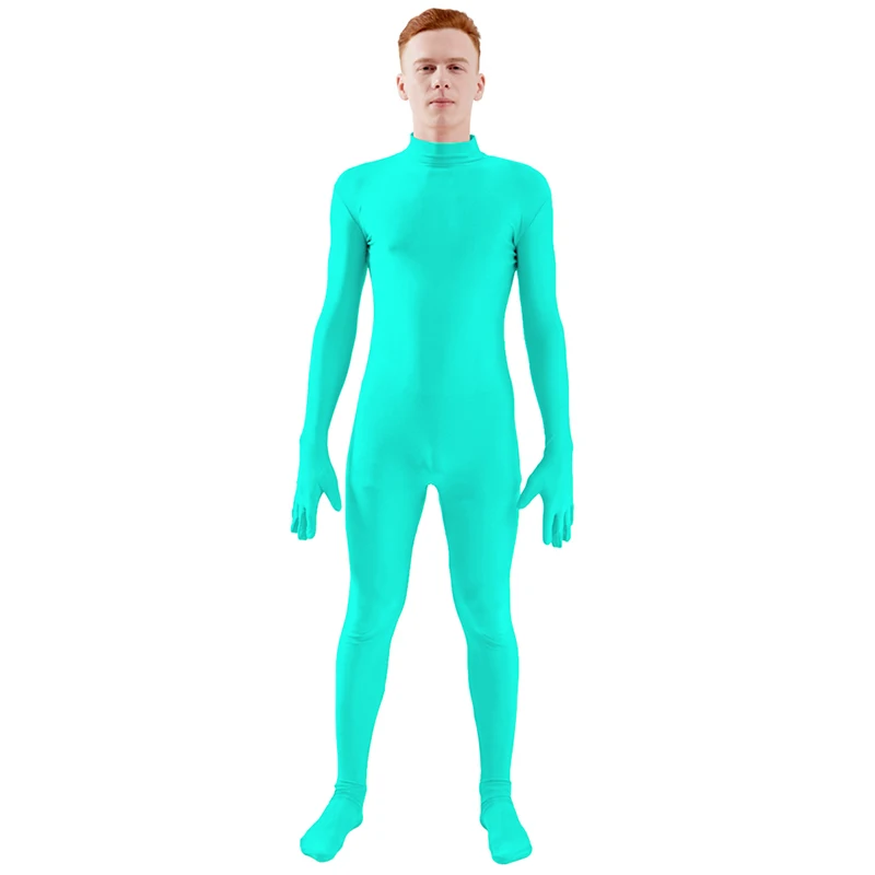 Mint Blue Ensnovo, мужской костюм из лайкры и спандекса, водолазка, костюм для йоги, Одежда для танцев, цельный костюм на заказ, костюм для костюмированной вечеринки - Цвет: Mint Blue