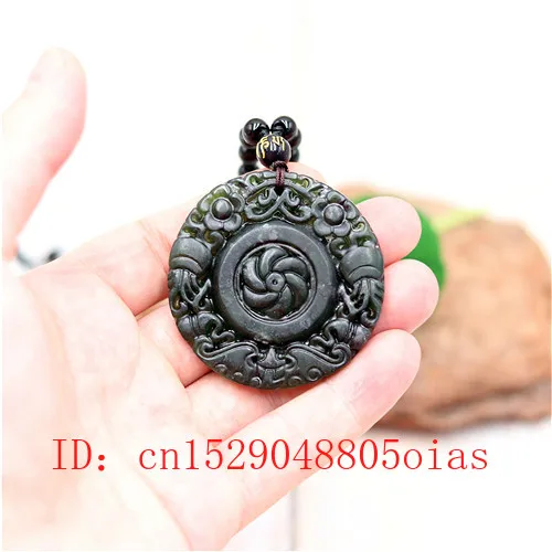 Натуральный черный зеленый китайский нефритовый цветок ожерельлье из бисера