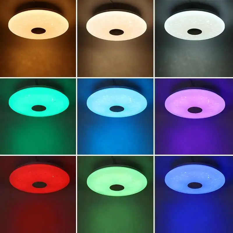 

Upgrade WiFi 100W LED Ceiling Lights with High Sound Quality Speaker RGB Dimmable Bedroom Ceiling Light Works with Home/Alexa