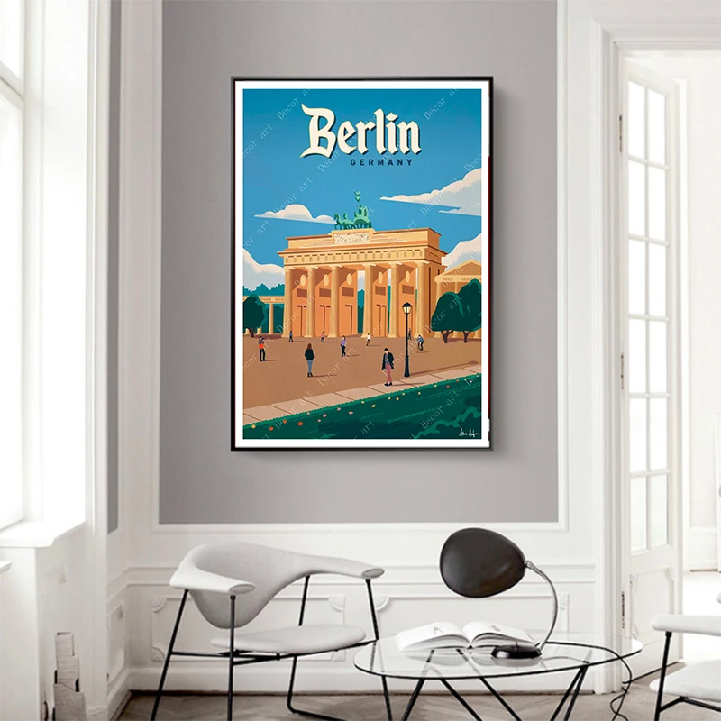 Немецкая столица Берлина путешествия холст картины Винтаж картина плакат из - Фото №1