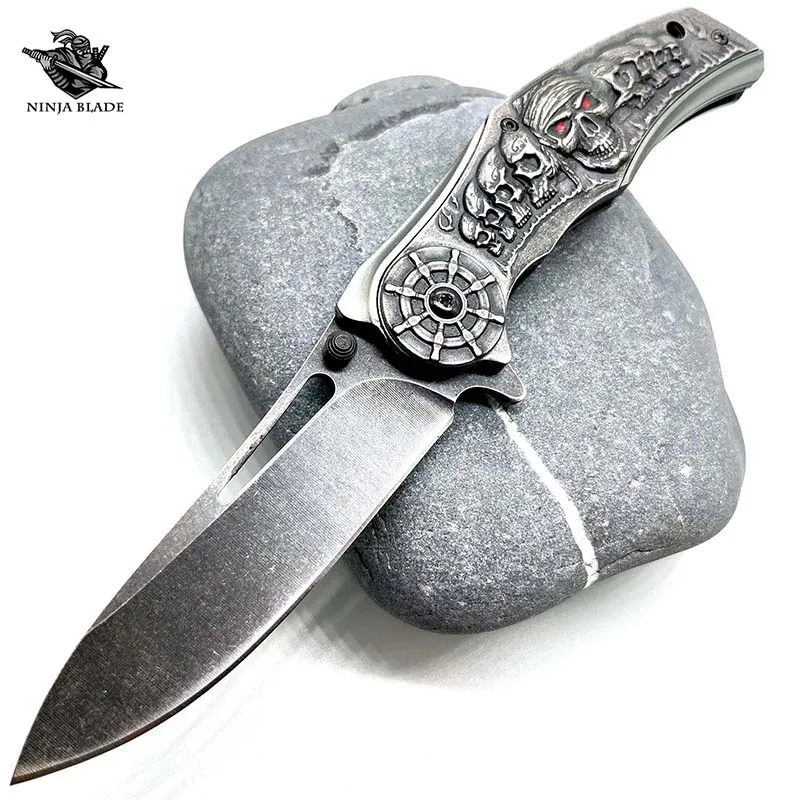 Складной нож в стиле Панк Смерти с изображением Карибского пиратского черепа