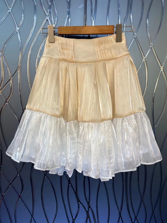 

2021 new women fashion all-match ruffled waist stitching skirt 717