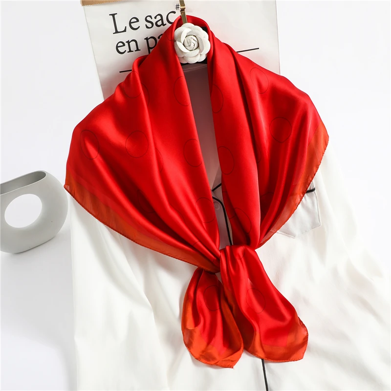 

2022 New Spring Silk Scarf Dot Print Shawl Wraps Lady Scarves Female Pashmina Foulard Hijab Fashion Headband Soft Women Bandana