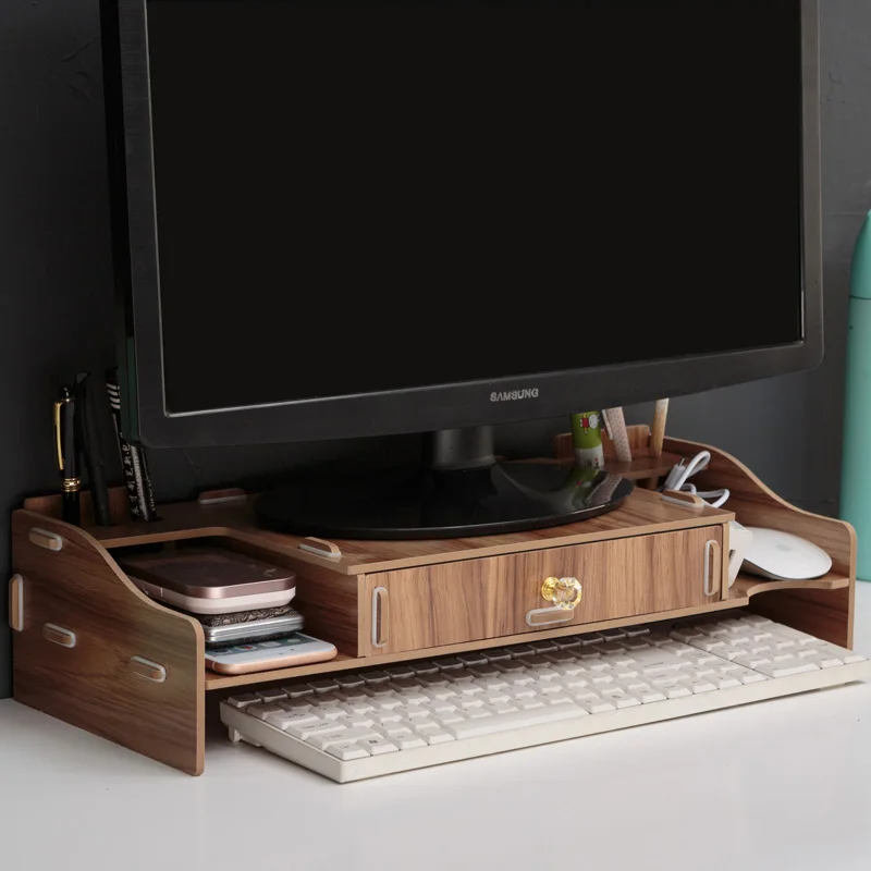 

Desk-Holder Shelf Laptop-Stand Wood Desktop Monitor Stand Computer Screen Riser Shelf Plinth Strong Laptop Stand Desk Holder WF